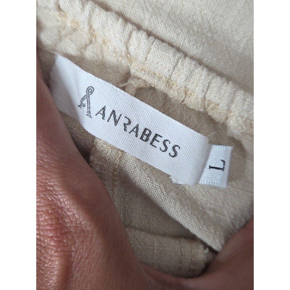 Anrabess Linen Blend Tie Back Jumpsuit Romper Wide leg Cream sz LARGE EUC - Picture 6 of 12